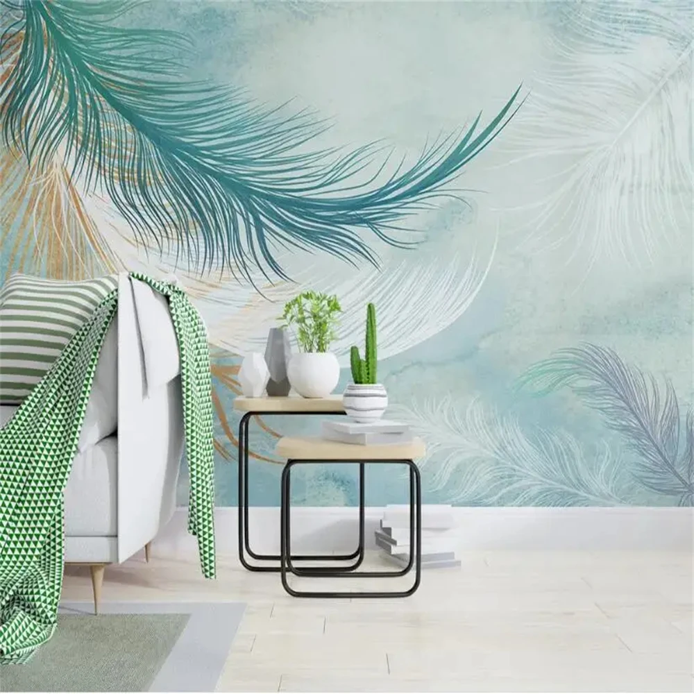 custom feather photo mural wallpaper living room TV background 3d mural wall paper home decor wall papers home decor Stickers