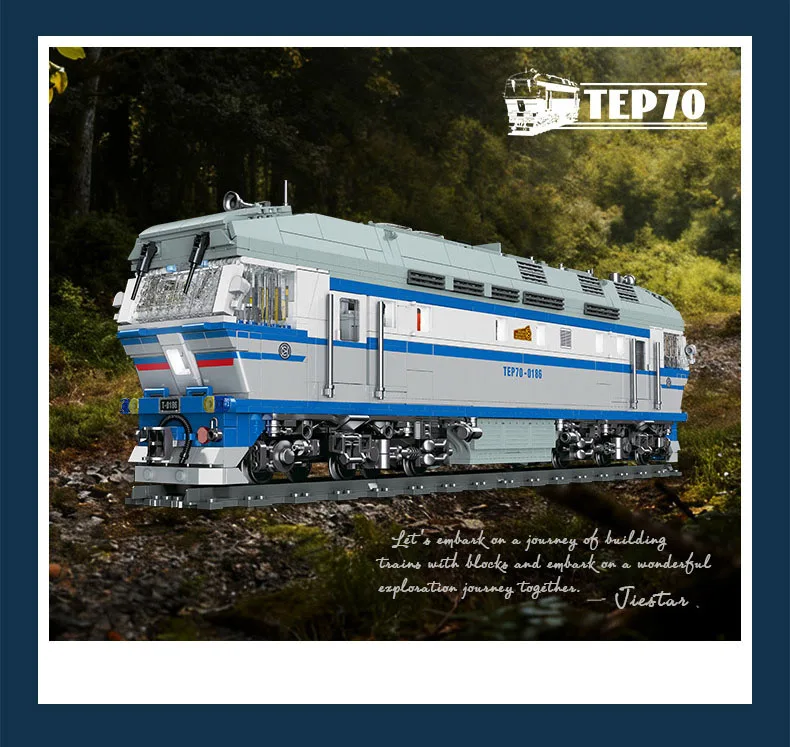 Sowjetische Eisenbahn-Bausteine TEP70 Diesel-Lokomotive Bausatz Ziegelzug Lernspielzeug Sammlung mit Licht – Detail 7