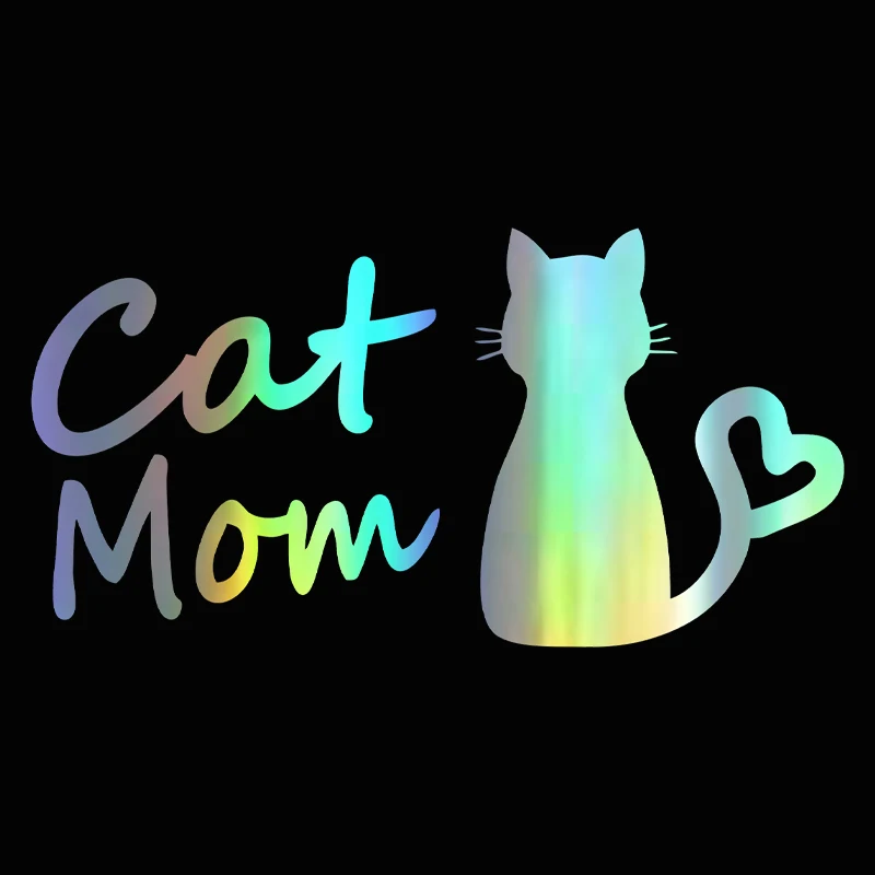 G155 13CMX6.7CM Cat Mom Car Sticker FunnyVinyl Deca Decor Black Silver for FiatStickers