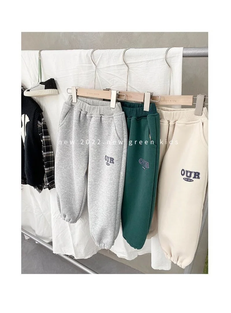 Kinder Fleece-Gefütterte Sets Herbst Jungen Mädchen Dicke Warme Anzüge Baby Sweatshirts+Jogginghosen 2-teilig Winter Kinderkleidung Outfits 2-8 Jahre – Detail 6
