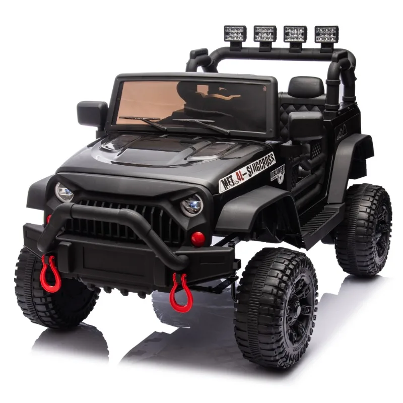 Kids Electric Ride On Car Jeep Style 12V Battery Powered Toy Car with Remote Control LED Lights Black