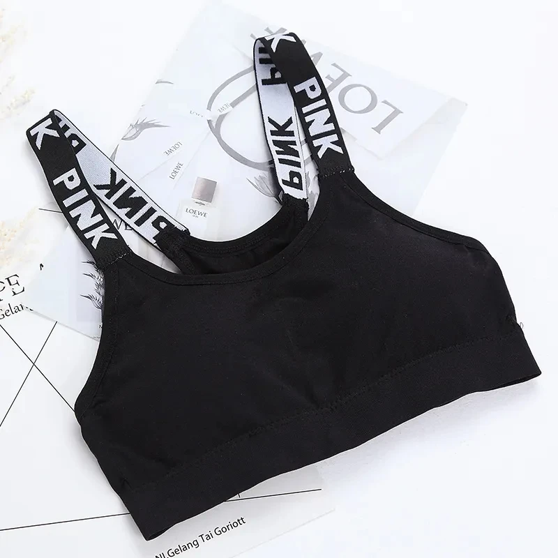 1 PC Women\'s Sports Bra Push Up Fitness Bra Running Yoga Gym Fitness Top Black White Letters Seamless Underwear Bras Sport