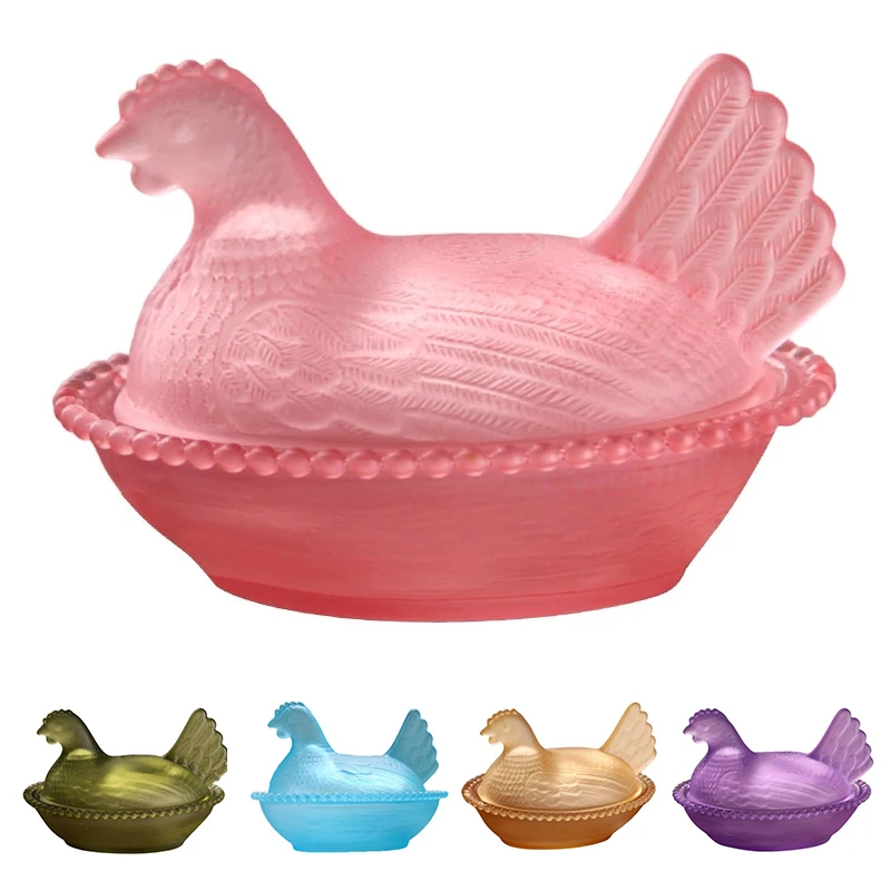 Plastic Candy Dish With Lid Hen-Shaped Chicken Fruit Bowl Dessert Snacks Plate Retro Bowl Jar For Home Office Tabletop Decor