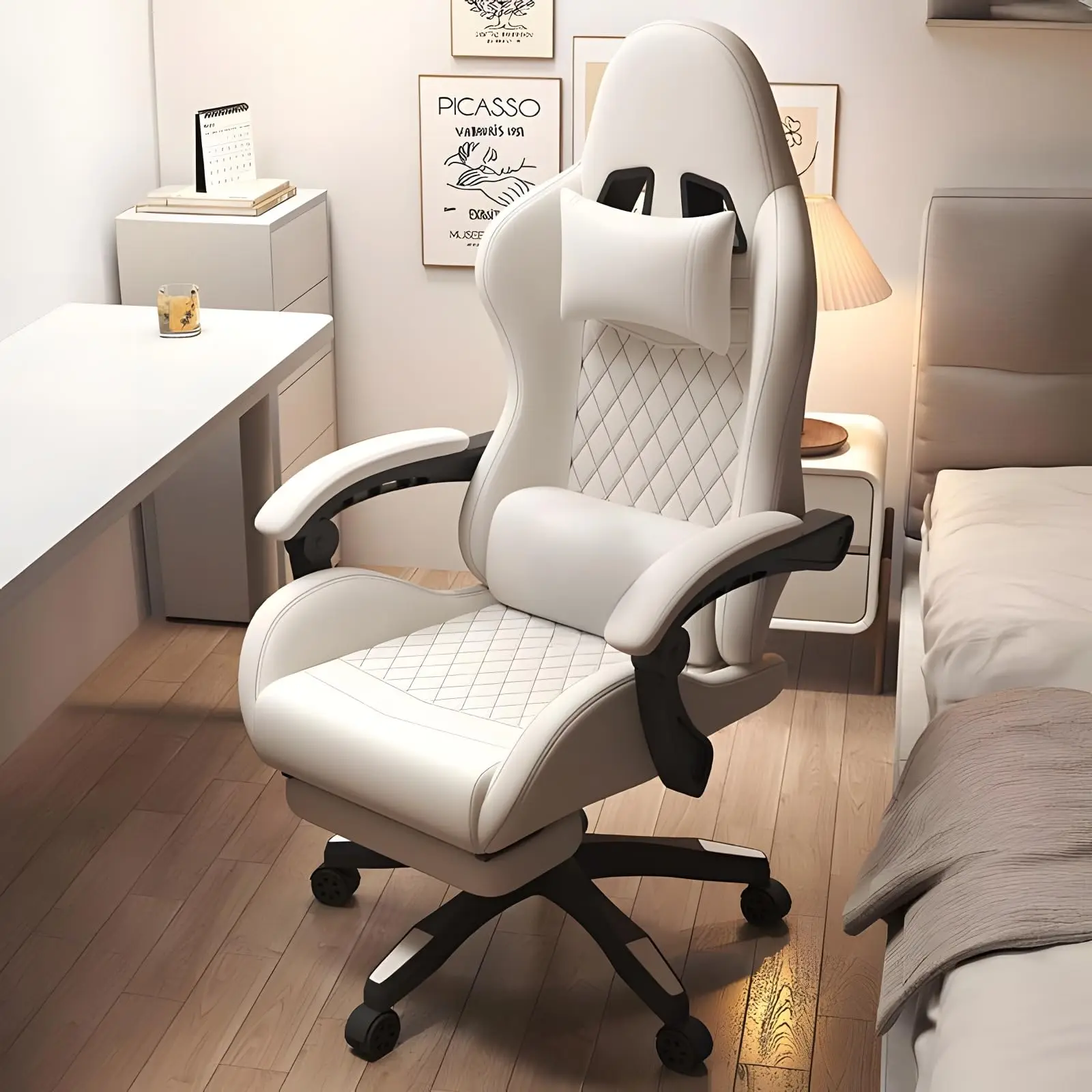 Big and Tall Gaming Chair 350lbs, Ergonomic Computer Chair for Adults with Footrest, PU Leather Massage Lumbar Support High Back
