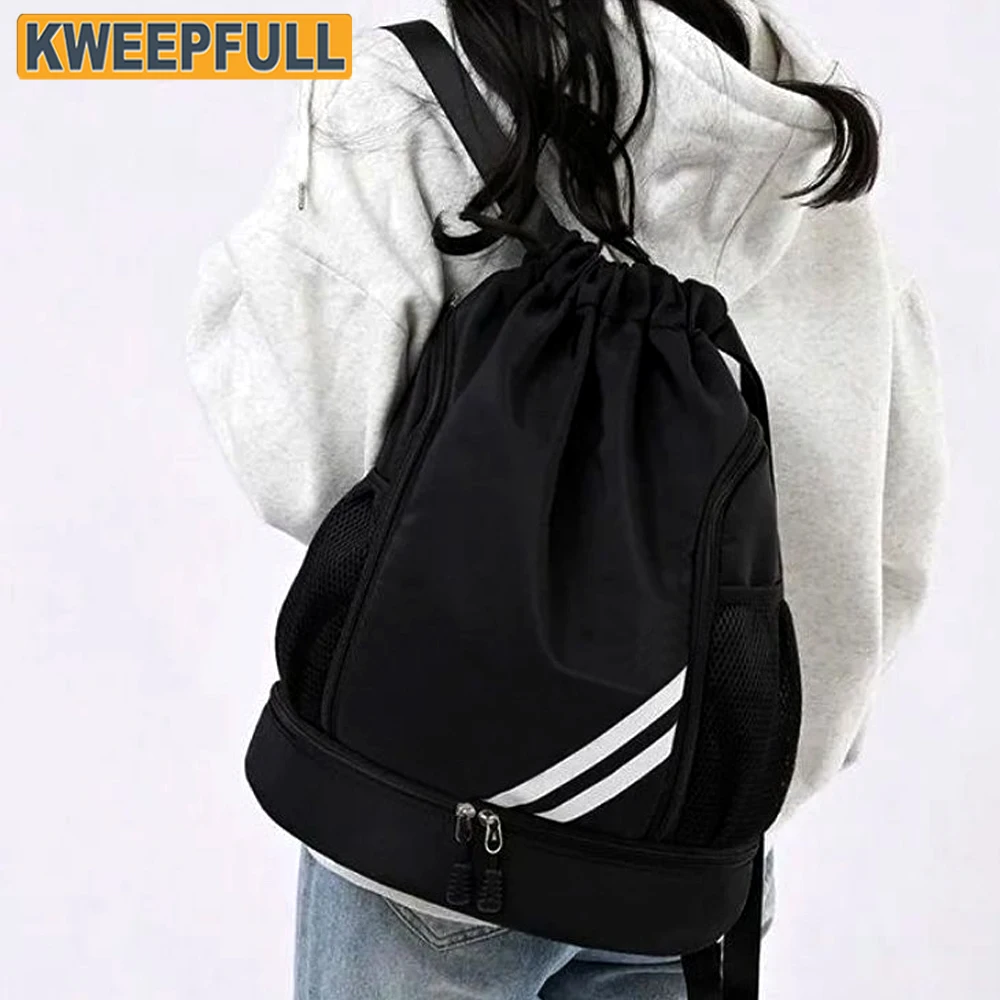 

1PCS Drawstring Sports Backpack, Sapphire Gym Bag with Shoes Pocket & Dual Water Bottle Holders, Suitable for Gym, Beach, Pool