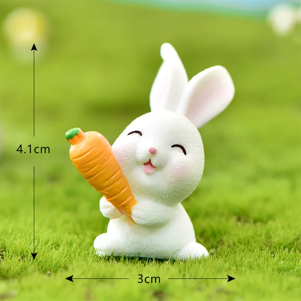 7 Pcs Micro Landscape Bunny Lamp Chew Toys Miniature Figurines Figure Small Animal