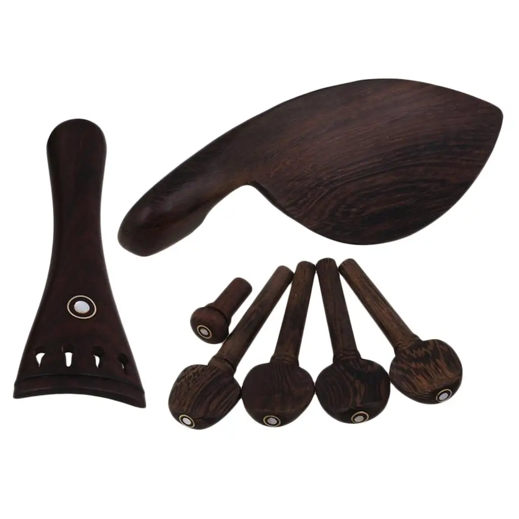 Wood Violin Chinrest+Tailpiece+Tuning Peg Fine +Endpins Full