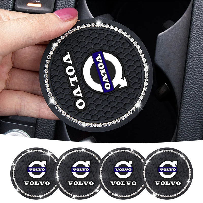 

1/2Pcs Diamond-studded Car Coaster Cup Holder Anti-skid Pad for Volvo XC60 S90 XC90 S60 XC40 V60 V90 S40 Volvo EX30 C40 C70