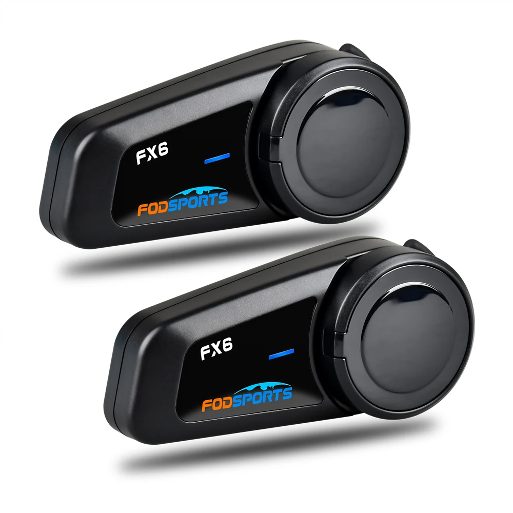 2pcs Fodsports FX6 Helmet Intercom Motorcycle Helmet Bluetooth Headset 6 Rider 1000m Group BT Interphone FM Radio