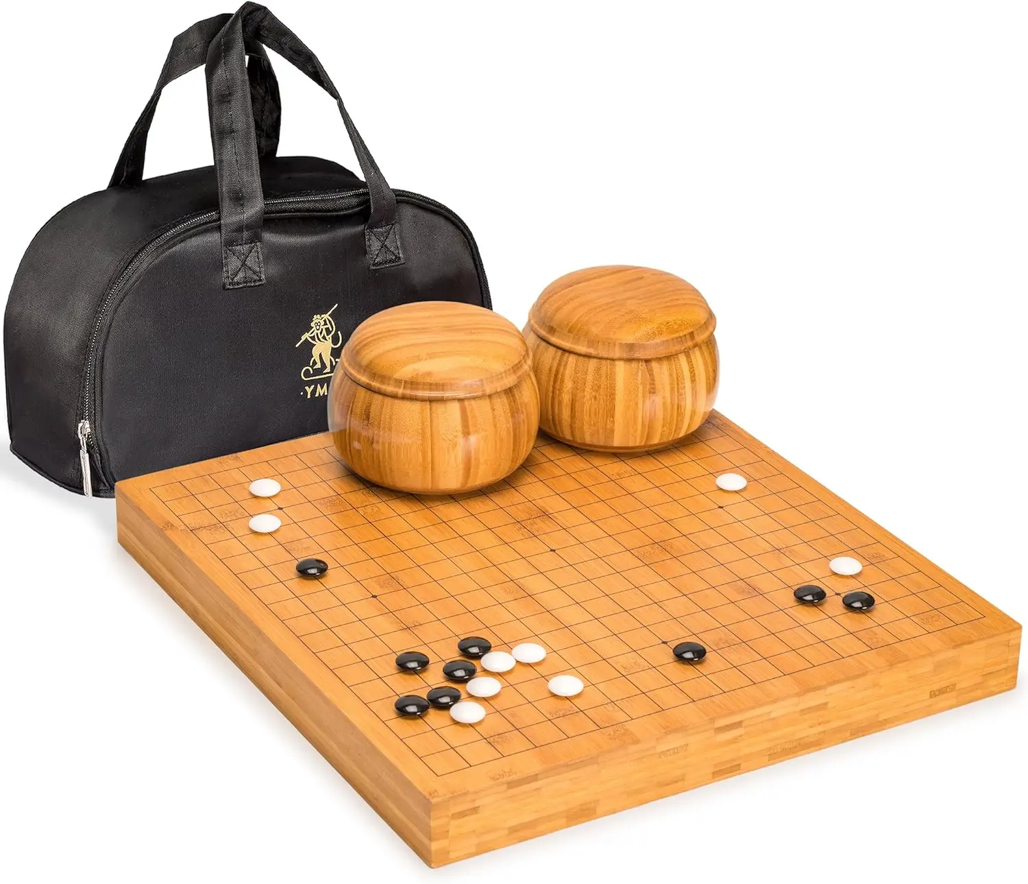 

Mountain Imports Bamboo 2-дюймовая двусторонняя настольная игра 19x19/13x13 Go для 2 игроков | Бамбук, Меламин | Двойная выпуклая | Иди игра,