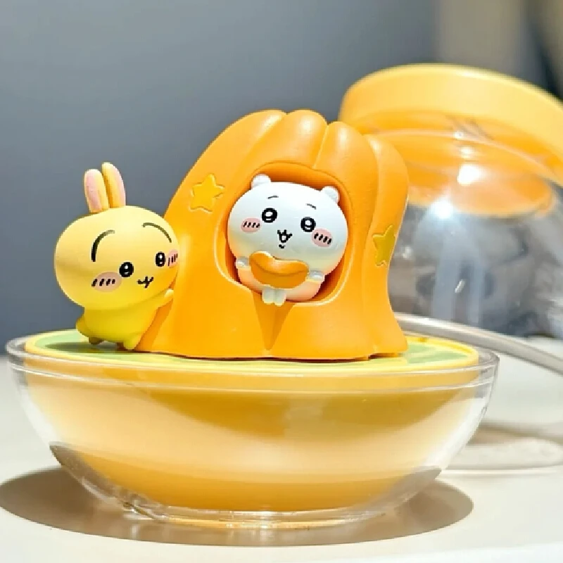 100% genuíno chiikawa enlatado cena ornamento série caixa cega gacha usagi mystrey caixa kawaii companheiro noite lâmpada presente personalizado