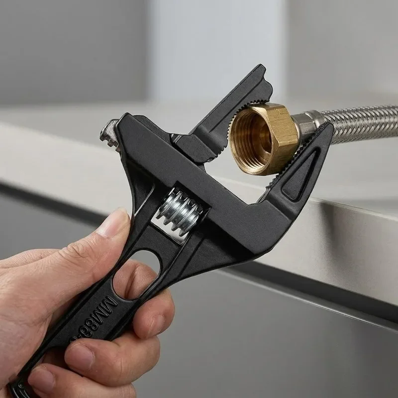 

Multifunctional Bathroom Wrench High Carbon Steel Short Handle Wrench Large Opening Faucet Sink Water Heating Installation Tool