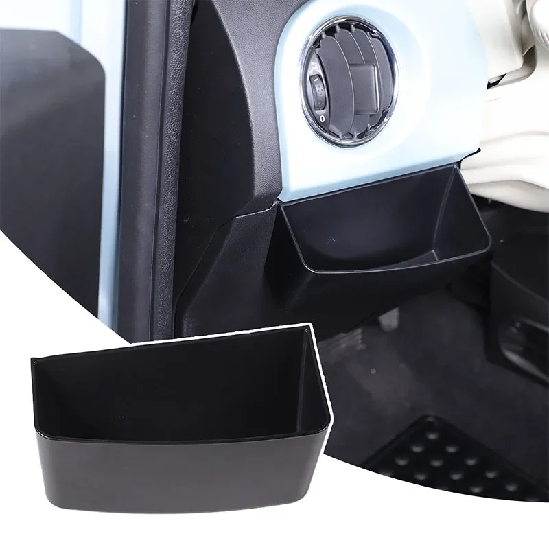 

For Fiat 500 2010-2024 ABS Black Car Knee Storage Box on The Left Side of The Steering Wheel Interior Accessories LHD