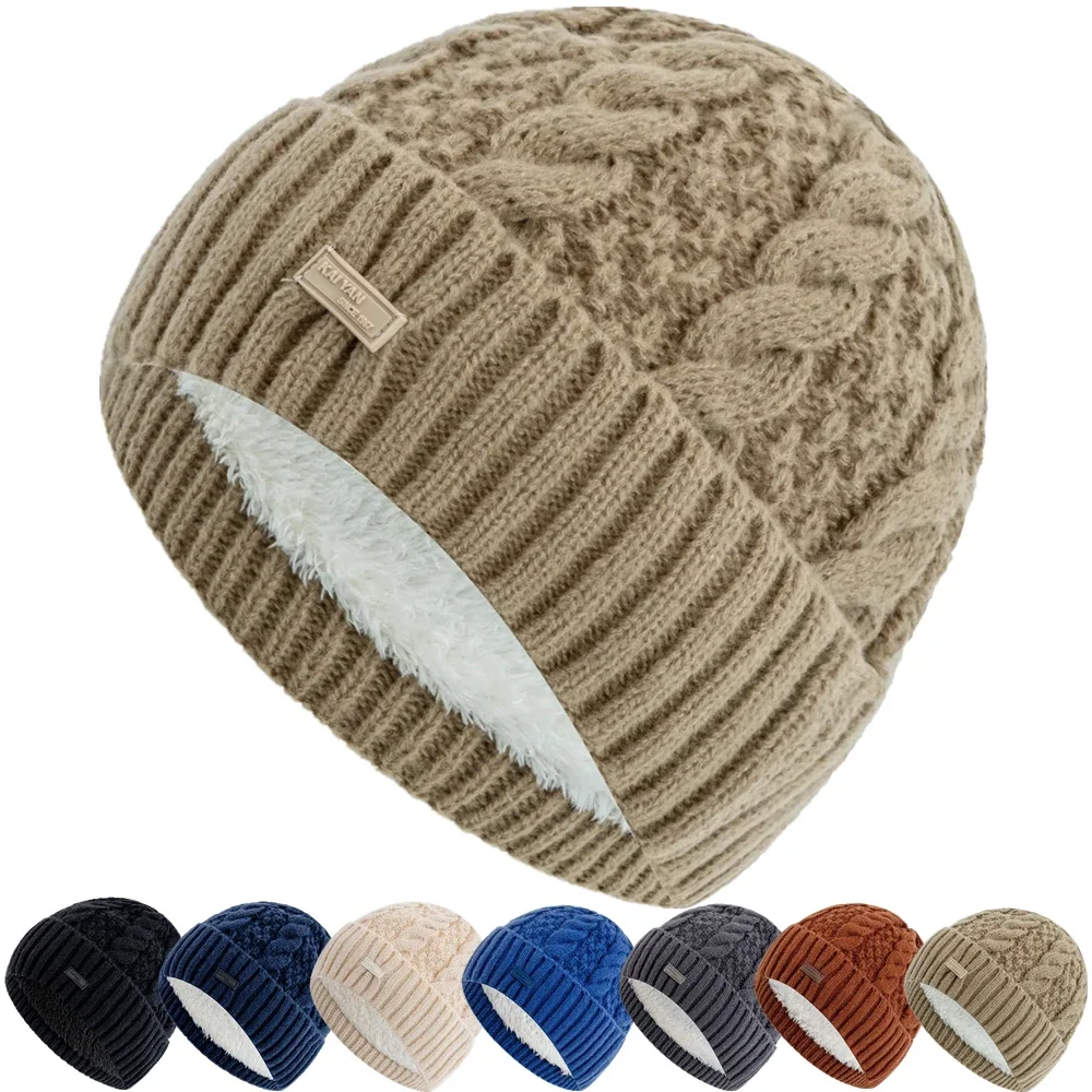 2026 New Unisex Fleece Lined Warm Winter Knitted Beanie Cap Fashion Streetwear Skull Hat For Couple Men Women Daily Outdoor