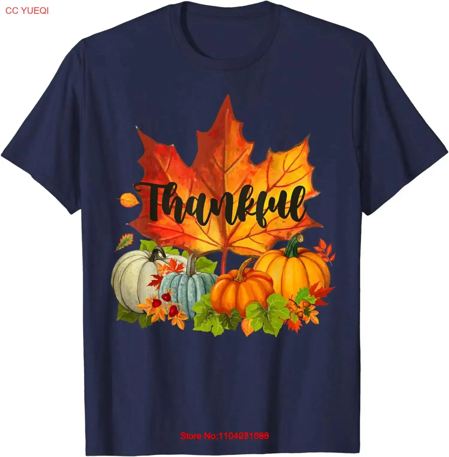 Happpy Thanksgiving Day Autumn Fall Maple Leaves Men's Unisex T-Shirt Size S-5XL