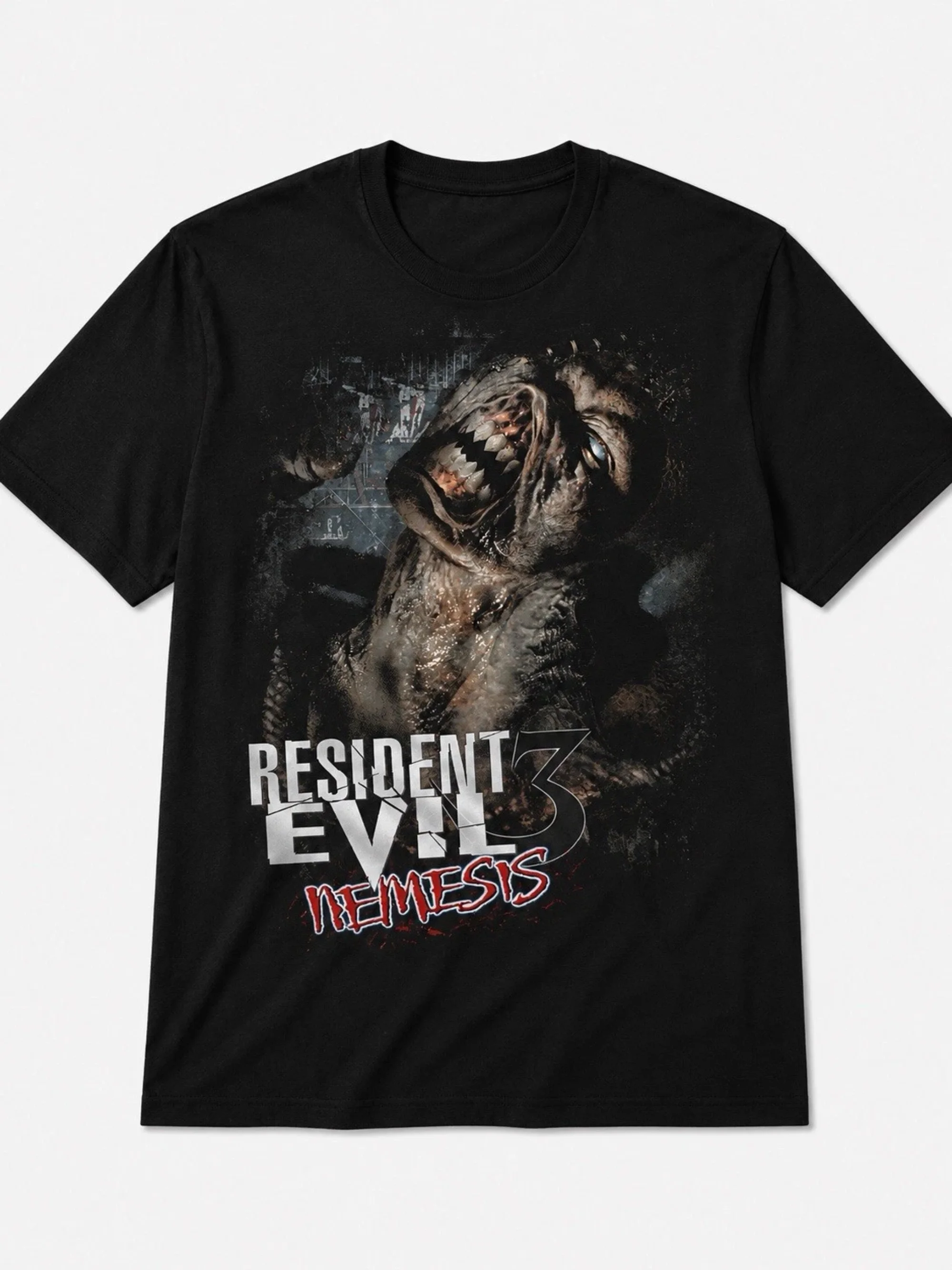 Resident Evil Nemesis Monster T-Shirt Men Retro Horror Game Graphic Print Casual Short Sleeve Tee Tops