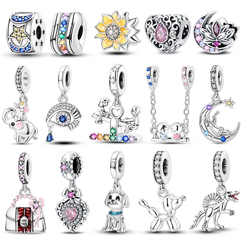 925 Silver Plated Charms Beads Animals Pendants Fit Original Pandora Jewelry Making