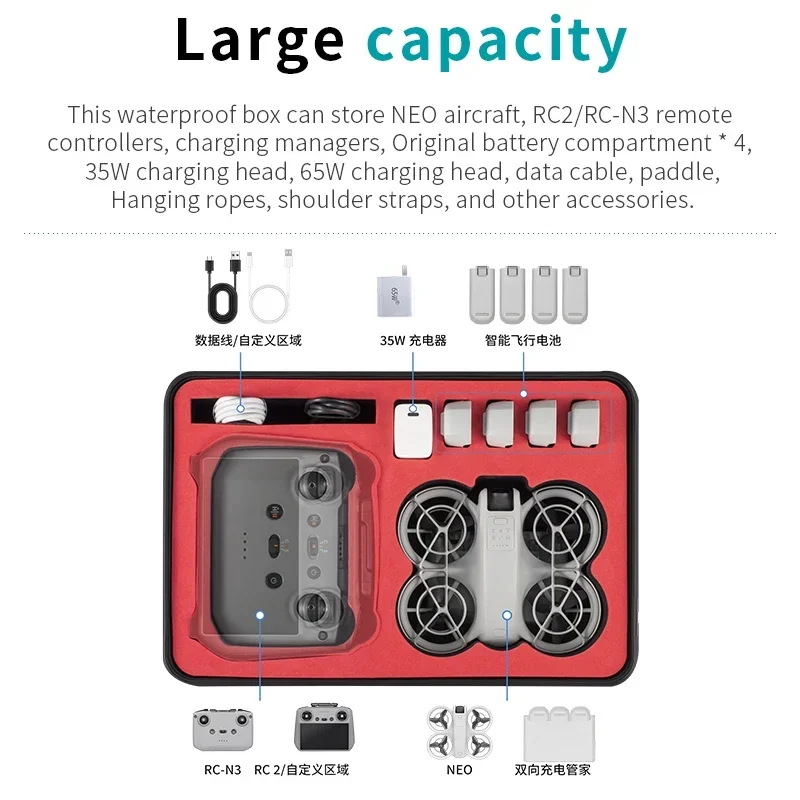 STARTRC For DJI Neo Drone Accessories Storage Carrying Case Hard Waterproof Box Portable Suitcase For DJI RC2 Screen Controller