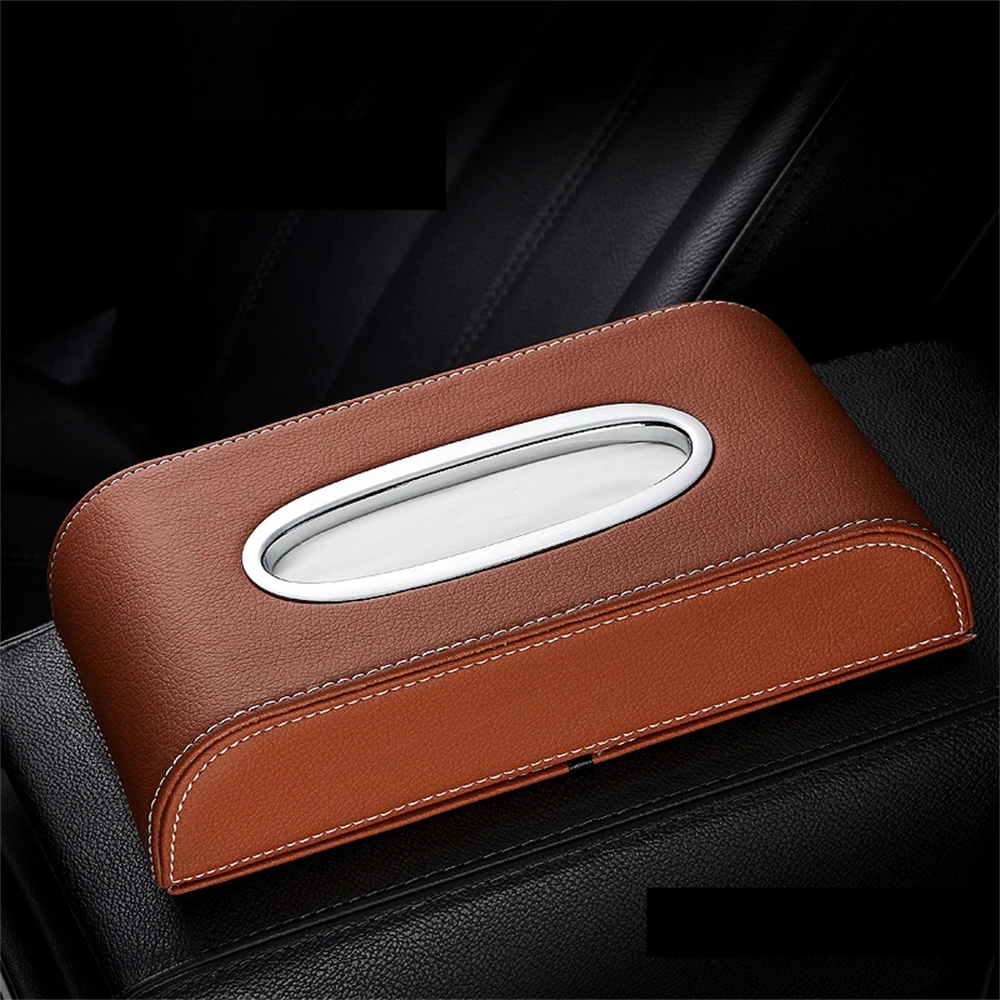 Universal Car Tissue Box Creative Leather Napkin Holder Box Back Seat Tissue Storage Decoration