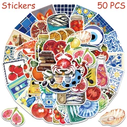50pcs Retro Mediterranean Tomato Stickers Decals For Phone Notebook Refrigerator Skateboard DIY Aesthetic Waterproof Stickers