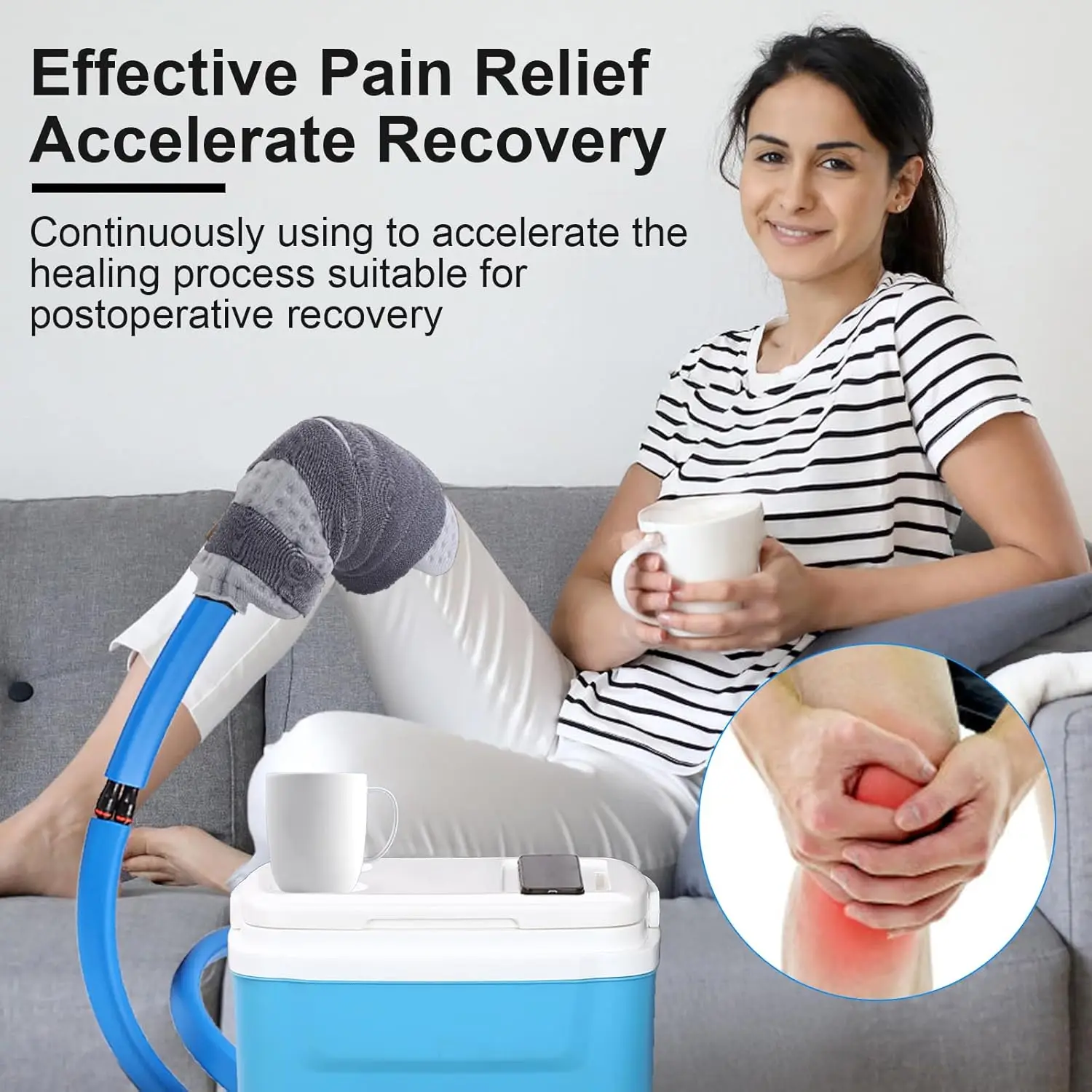 Extra Large Knee Hip Pad Cold Therapy Ice Machine for Post-Surgery Recovery Programmable Compression Cryotherapy Continuous Ice