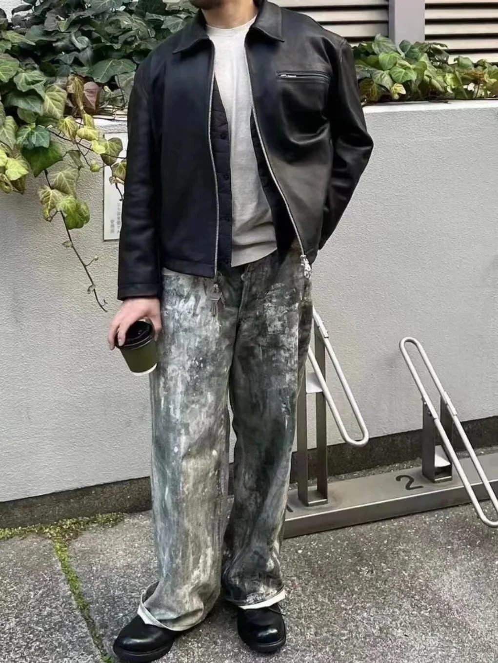Streetwear Baggy Jeans Pants Y2K Retro Wash Inkjet Sweatpants Pants Men Women Harajuku Hip Hop Casual Trousers Fall Guys