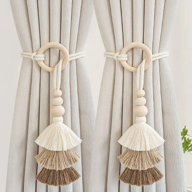 

Home & Garden New simple and light luxury curtain straps a pair of tassel woven rope storage curtain buckles home decoration