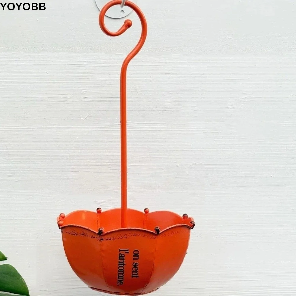 

Retro Vintage Umbrella Planter European Styles Farmhouses Wall Mounted Planter Iron Decorative Flower Basket Garden Decor