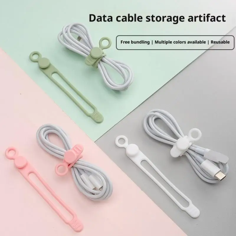10/50PCS Silicone Cable Ties Cord Organizer Cable Straps Reusable Cord Ties Travel Cable Organizer Cute Elastic  Wire Tie