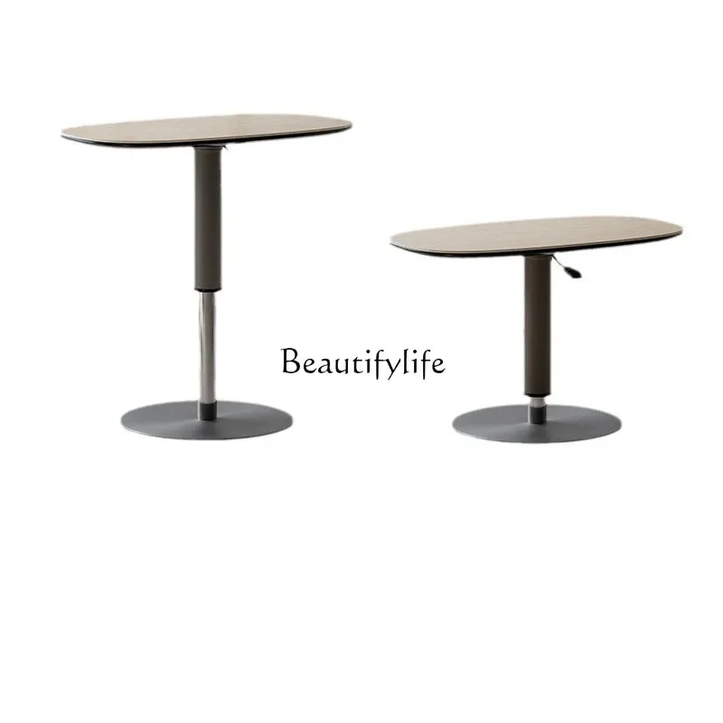 Light luxury liftable rock slab small round table Italian minimalist small table corner table