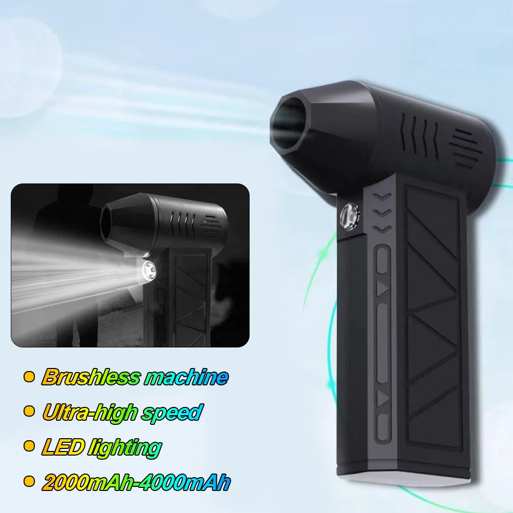 130,000RPM Air Blower Turbo Jet Fan Electric Power Display Handheld Mini Dust Cleaner High Speed Duster Gun Cleaning Tool