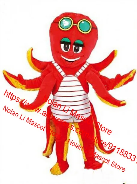 Red Octopus Mascot Costume Set para Role Play, Material EVA, Neutro Cartoon, Design elegante, Publicidade, Holiday Gift, 241