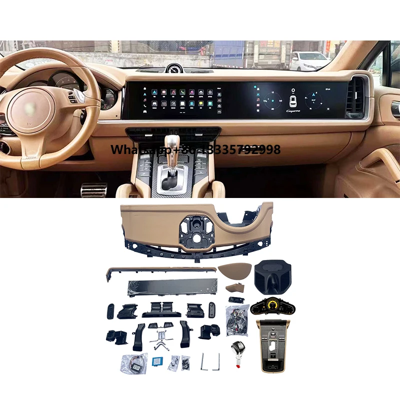 For Porsche Cayenne 2011-2017 Upgrade 2024 Bodykit Car Modification Center Console Interior Dashboard Gear Shift Lever Panel