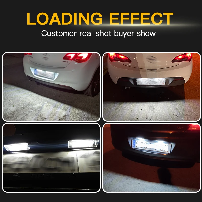 2pcs For Opel LED Number License Plate Light Astra K J H Corsa D E C Meriva A B Vectra C Zafira B Insignia Adam or Vauxhal White view 6