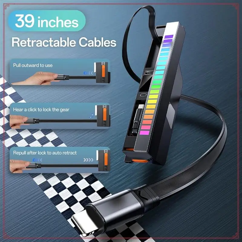 محطة إرساء RGB ضوء USB Hub ل تسلا نموذج Y Juniper نموذج 3 هايلاند 2025 متعدد المنافذ شاحن كابل قابل للسحب #5