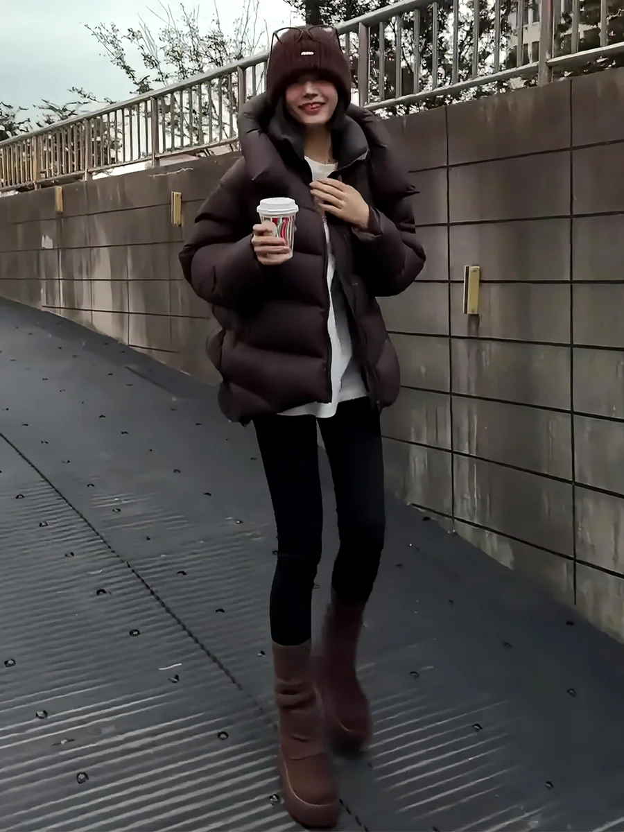 

Зима 2025: Модная повседневная утепленная куртка-пуховик с капюшоном для экстремальных холодов, женская, трендовая, белая, с наполнителем из утиного пуха