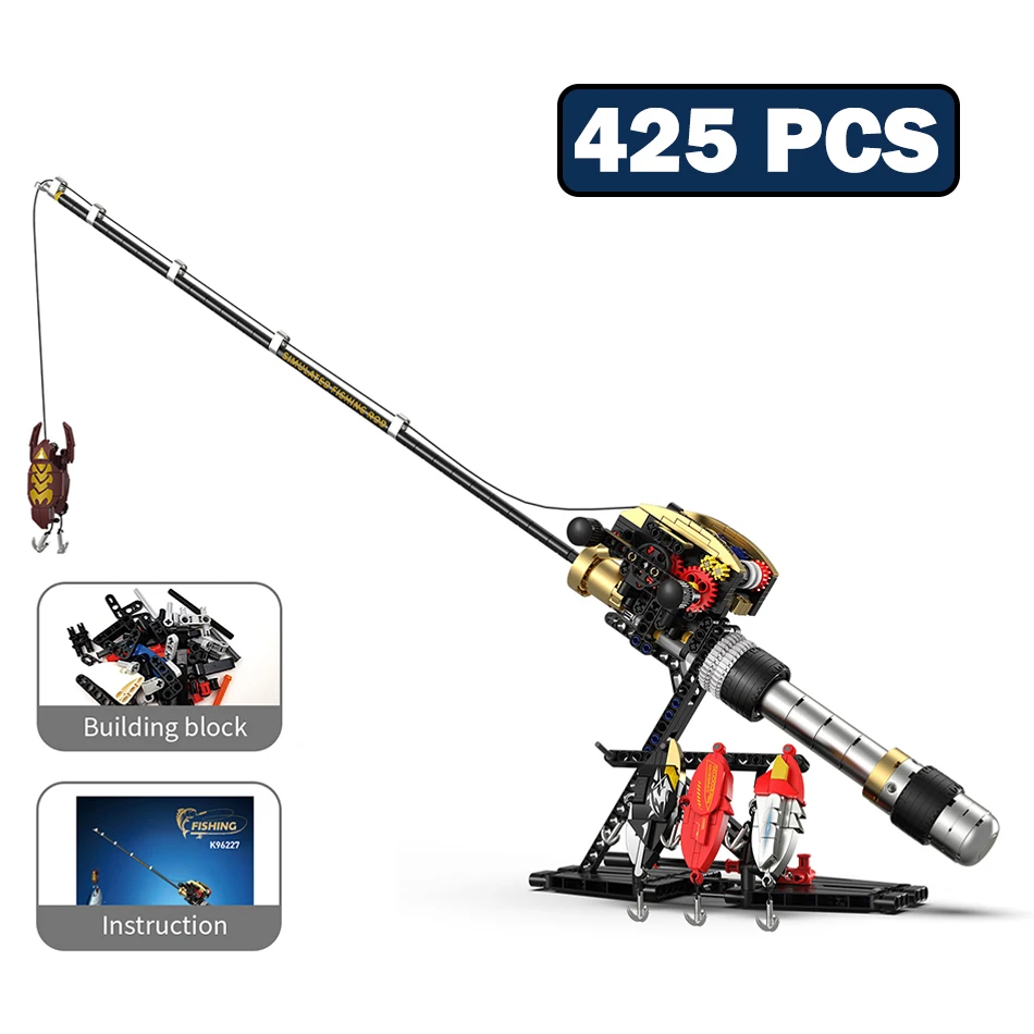 MOC Zeevissen Baitcast Staven Spinning Reel Set Bouwstenen Pole Gear Haken Lokken Aas Visgerei Bricks Speelgoed Kinderen Vissen Geschenken
