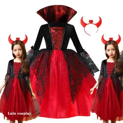 Halloween Girls Ghost Bride Vampire Dress Kids Costume Children Birthday Party Dress Mesh Witch Fancy Dress Magic Witch Costume