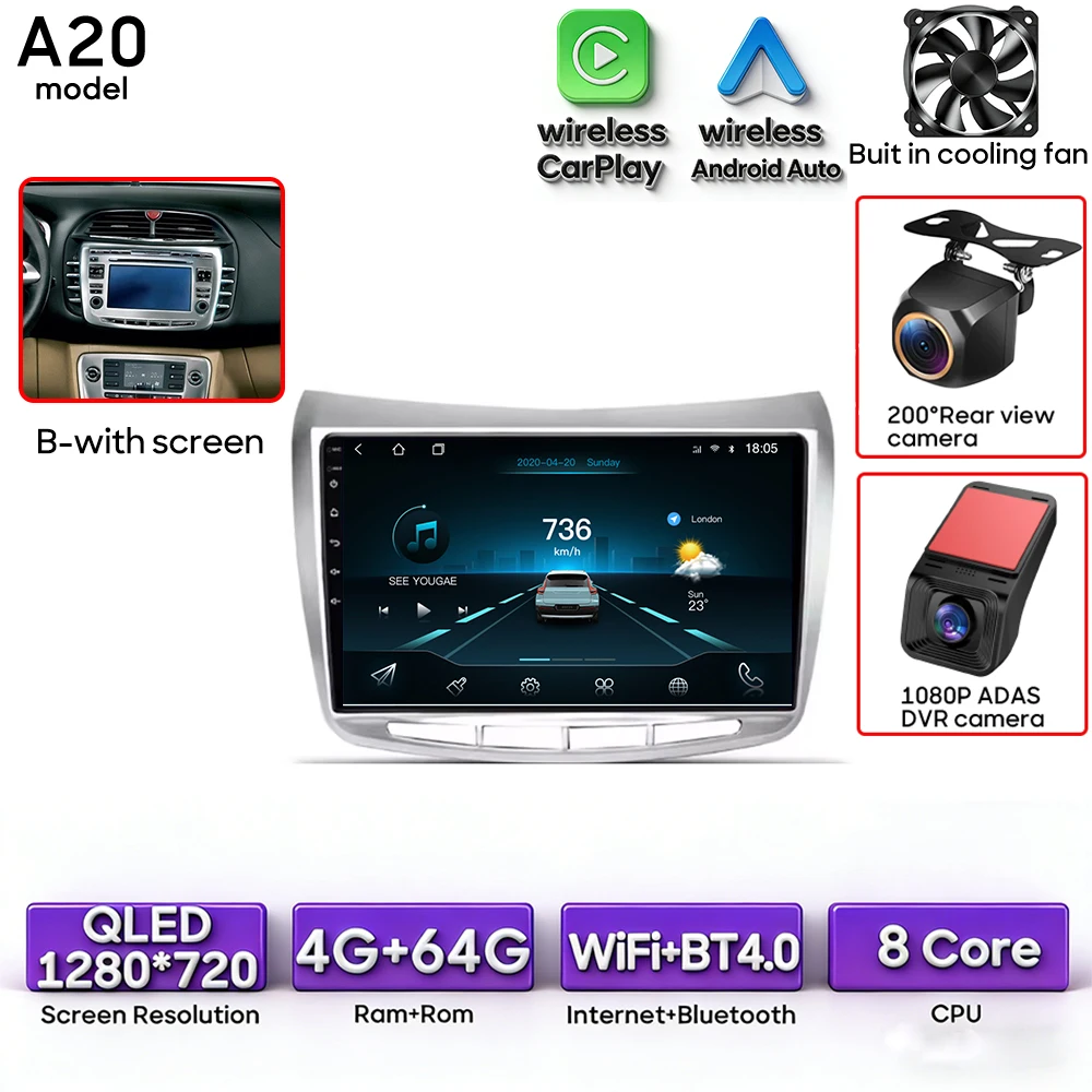 Android 15 autoradio multimediaspeler draadloze Carplay stereo voor Lancia Delta 2009 - 2019 navigatie GPS 2din DSP Wifi