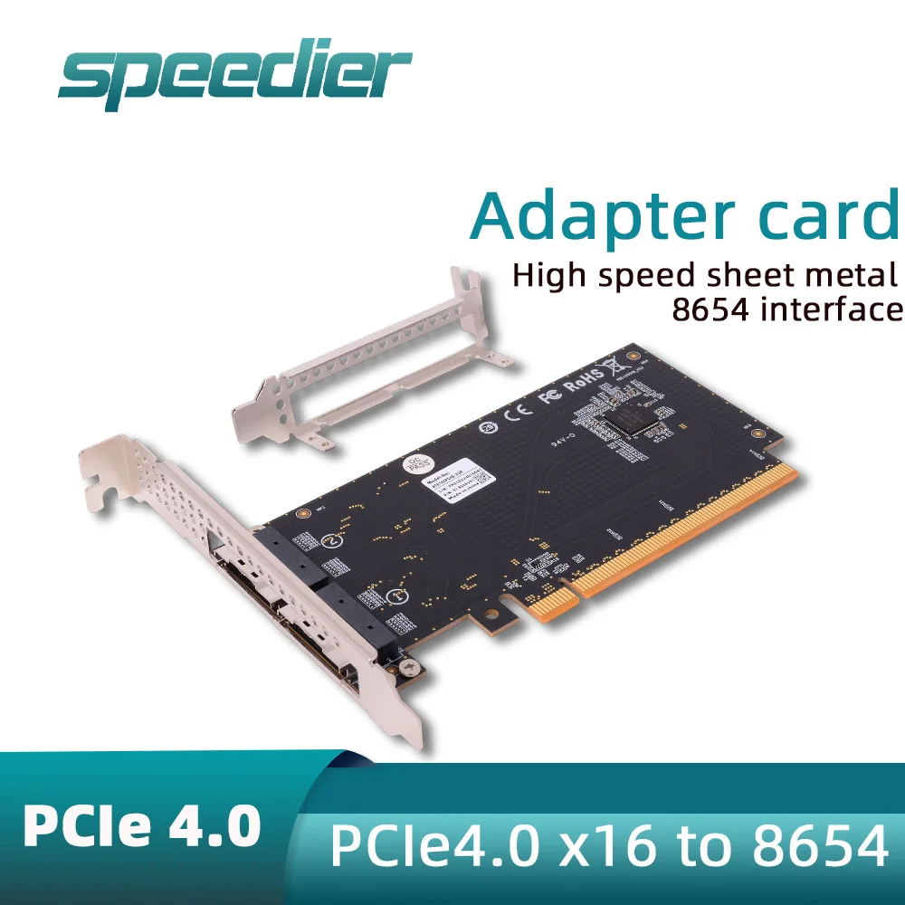 PCIe 4.0 5.0 16x إلى SlimSAS SFF8654 محول اللوحة الأم MCIO سبليت بطاقة عالية السرعة لفتحة واحدة GPU التوسع الخارجي X8/x16