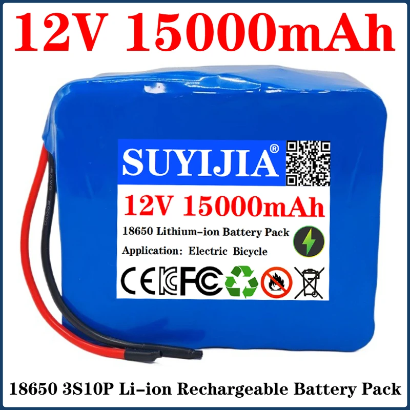 

18650 Battery 3S10P 12V 15000mAh Li-ion Rechargeable Battery Pack with 20A BMS for Electric Wheelchair Electric Scooter+Charger