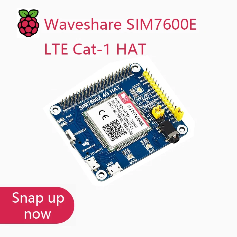 

Waveshare SIM7600E LTE Cat-1 HAT for Raspberry Pi, 3G / 2G / GNSS as well, for Southeast Asia, West Asia, Europe, Africa