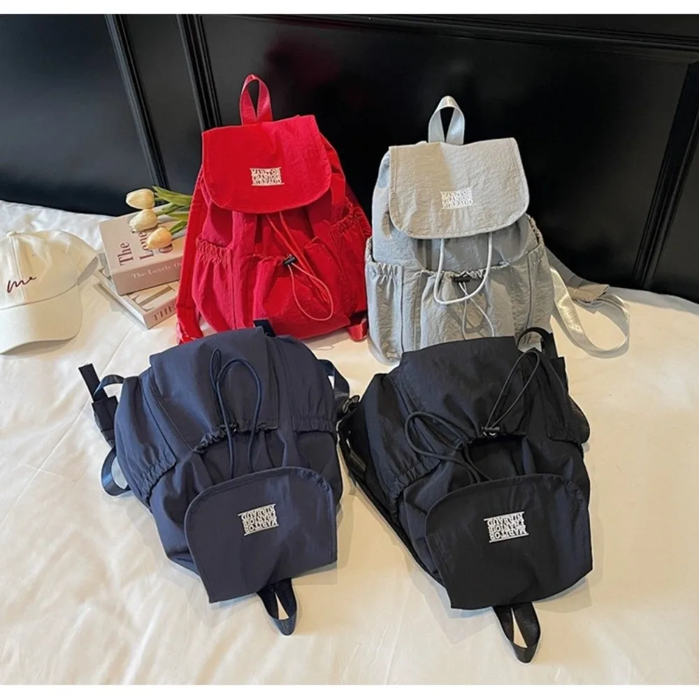 

Fashionable Large Capacity Student Shoulder Bag Lightweight Adjustable Student Schoolbag Solid Color Travel Bag Women