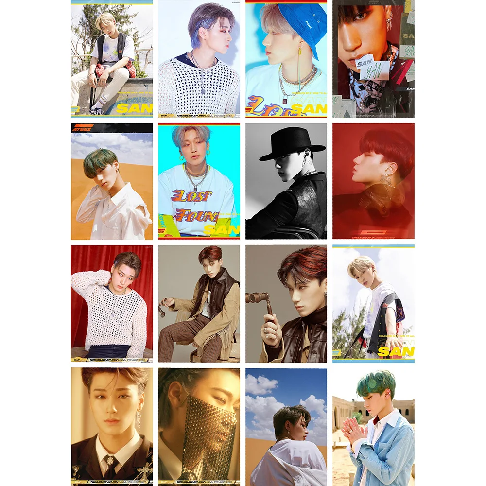 16PCS/Set Kpop ATEEZ LOMO Photo Card Hongjoong Seonghwa Yunho Yeosang San Mingi Wooyoung Jongho Postcard Fans Gifts Collection