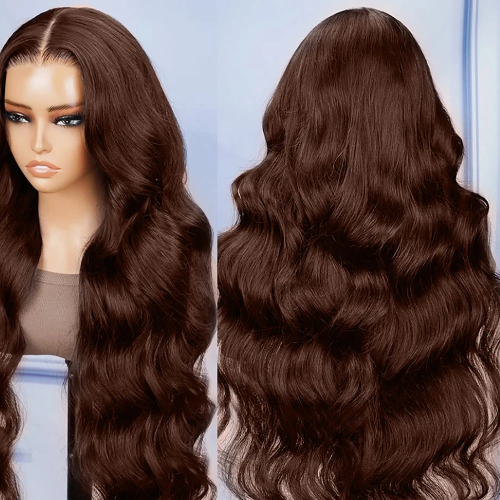 Chocolate Brown Lace Body Wave Human Hair Wig Dark Brown 13x4 13x6 Hd 18 36 inch Lace Frontal Wigs For Women 180 200 density