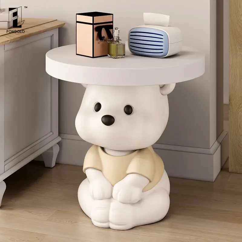 Cute Bear Decoration Living Room Sofa Side Table Cream Style Bedroom Nightstand Furniture Home Decor Housewarming Gift