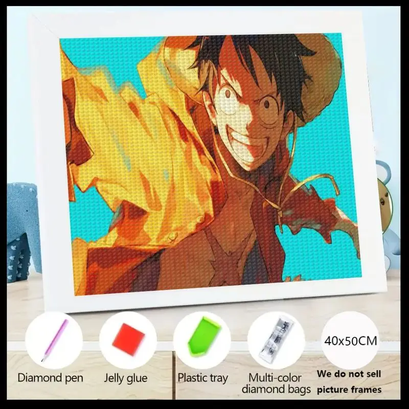 

1 шт., популярный мультяшный аниме One Piece Monkey D. Luffy 5D DIY комплект алмазной живописи, полная дрель, кристалл, стразы, алмазное художественное ремесло