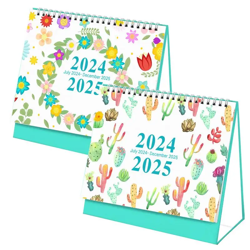 Floral Calendar July 2024-2025 Simplified Desk Calendar 2024-2025 Tear-Away Table Calendar 2024-2025 Desktop Calendar 18 Months