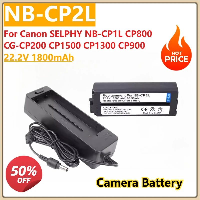 

Camera Battery 22.2V 1800mAh NB-CP2L NB-CP2LH And Charger for Canon SELPHY NB-CP1L CP800 CG-CP200 CP1500 CP1300 CP900