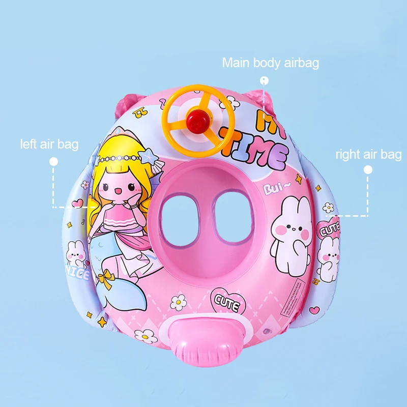 Environment PVC Children Swimming Rings Water Toys Beach Pool Baby Inflatable Swimming Circle with Steering Wheel Water Toys